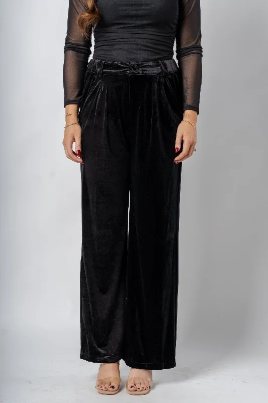 Velvet wide leg pants black