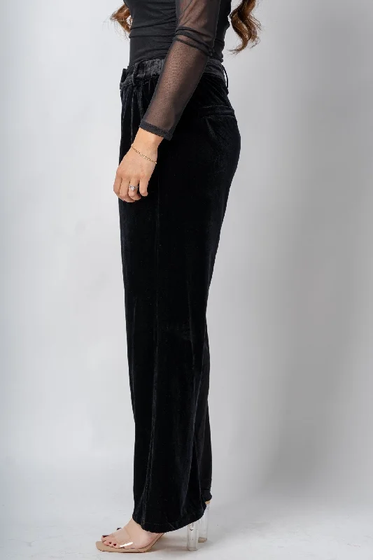 Velvet wide leg pants black