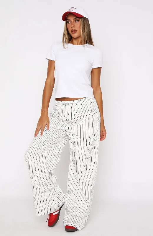 Walking Out Striped Pants White