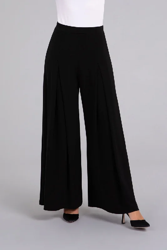 Wide Leg Pleated Trouser | Black