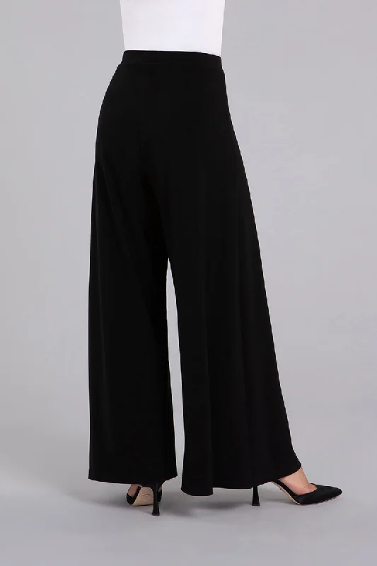 Wide Leg Pleated Trouser | Black