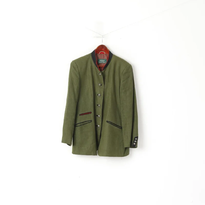 H. Moser Women 44 L Jacket Green Linen Traditional Salzburg Austria Blazer