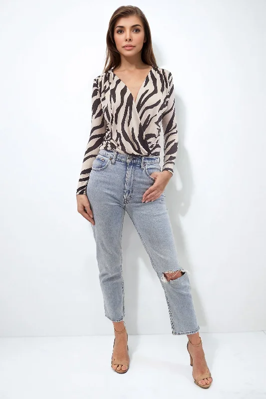 DANI ZEBRA ANIMAL PRINT BODY WITH LONG SLEEVES