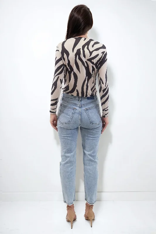 DANI ZEBRA ANIMAL PRINT BODY WITH LONG SLEEVES