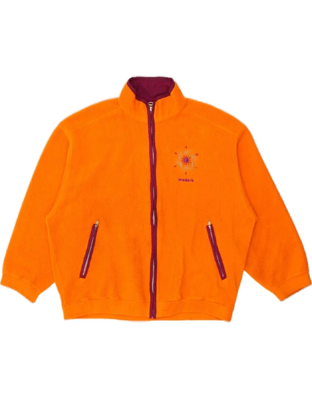 DIADORA Womens Polartec Oversized Fleece Jacket UK 14 Medium Orange