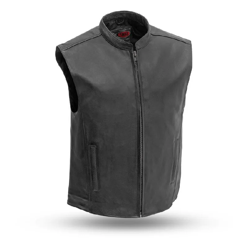 First Manufacturing FIM656CSL Men's ‘The Club House’ Black Motorcycle Leather Vest