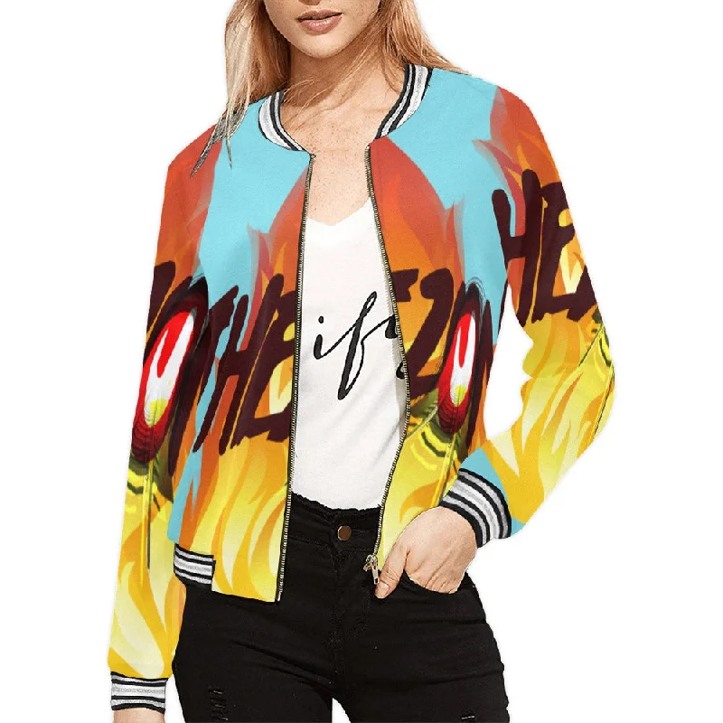 XS / FZ WOMEN'S ZONE JACKET - NEW BLUE Women's All Over Print Horizontal Stripes Jacket (Model H21)