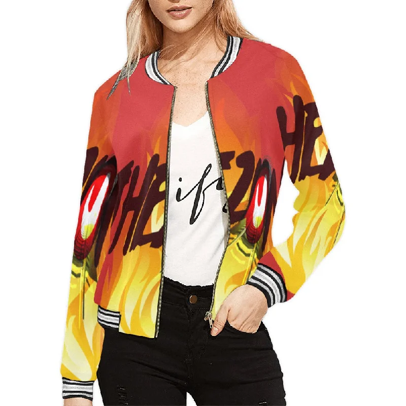 XS / FZ WOMEN'S ZONE JACKET - RED Women's All Over Print Horizontal Stripes Jacket (Model H21)