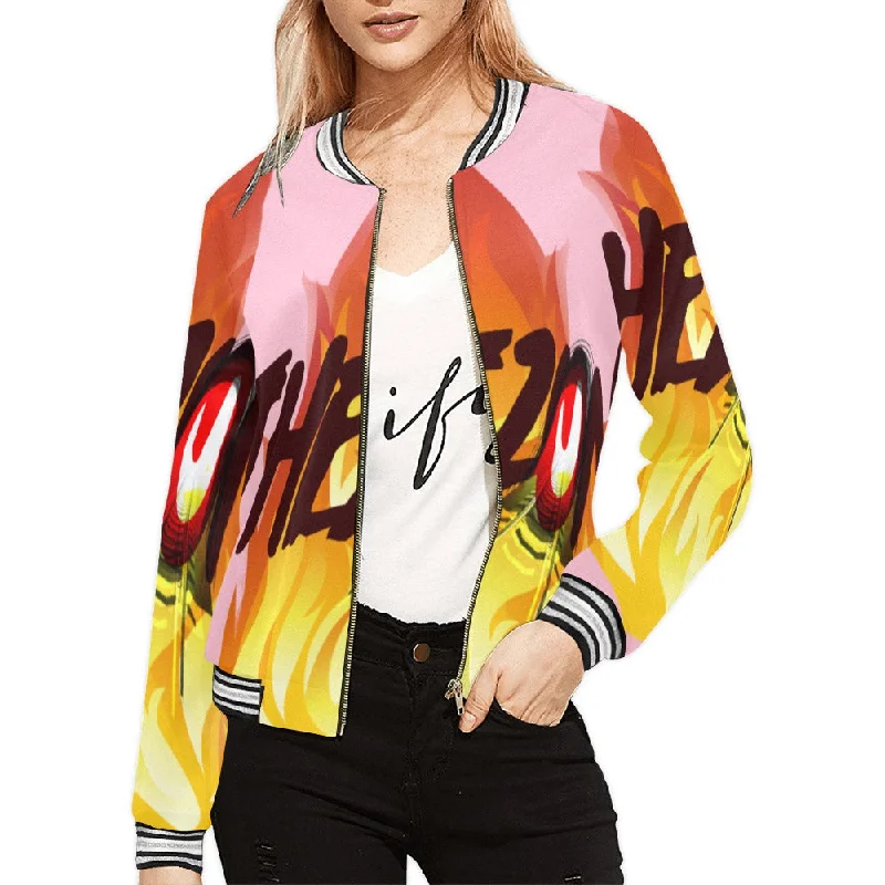 XS / FZ WOMEN'S ZONE JACKET - PINK Women's All Over Print Horizontal Stripes Jacket (Model H21)