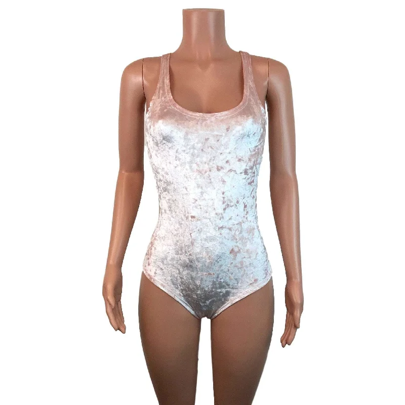 SALE - Bodysuit - Petal Pink Crushed Velvet - LIMITED SIZES