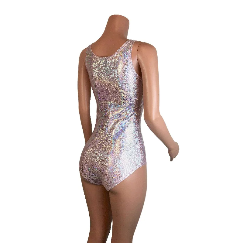 Blush Pink Shattered Glass Holographic Bodysuit