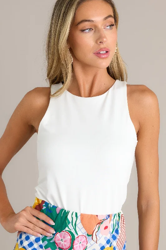 Sculpted Elegance White Sleeveless Bodysuit