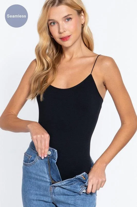 Seamless Ribbed Round Neck Bodysuit