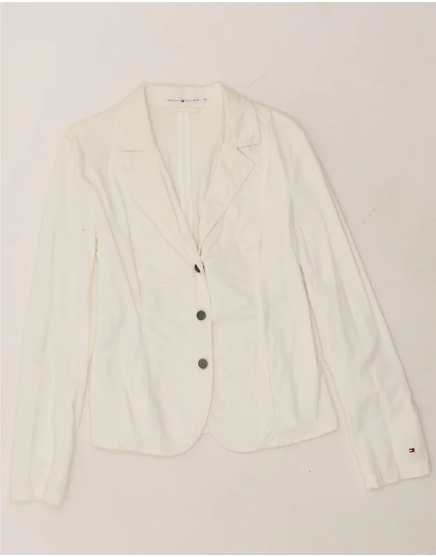 TOMMY HILFIGER Womens 3 Button Blazer Jacket US 10 Large White