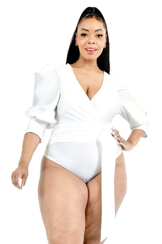 White Satin Bishop Bodysuit