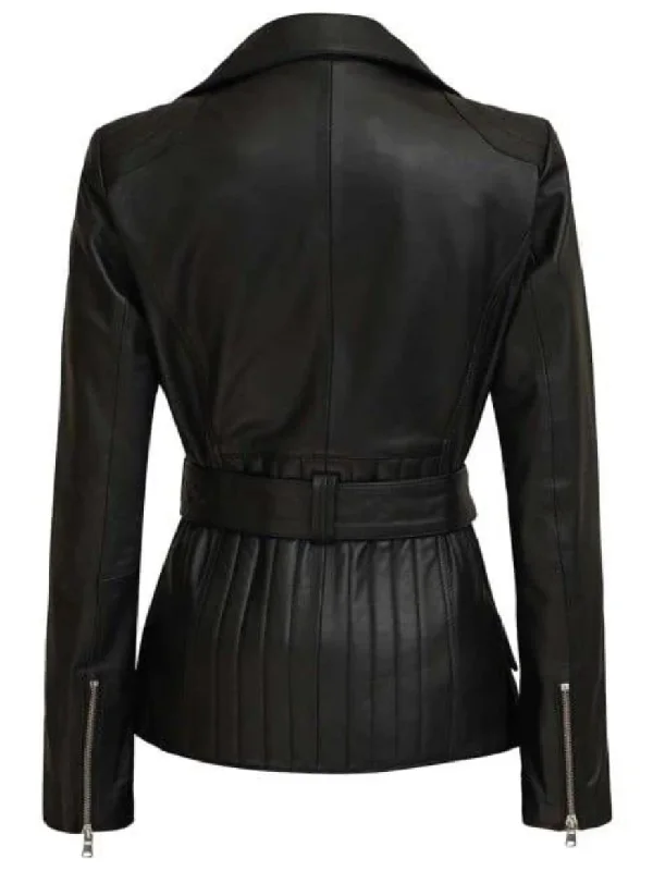 Women's Asymmetrical Black Real Leather Jacket