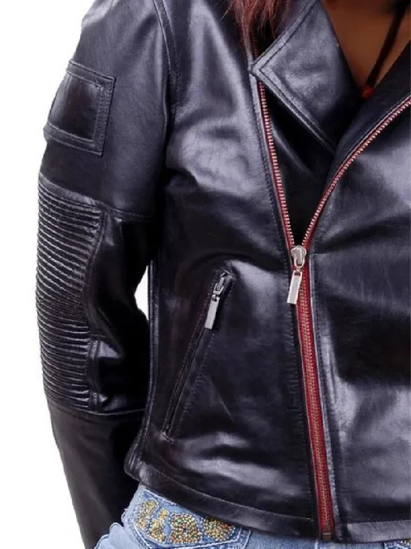 Women's Black Real Leather Moto Jacket