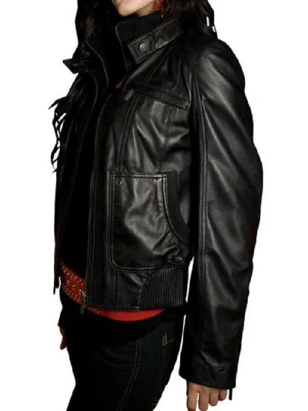 Women's Motorcylce Black Real Leather Jacket