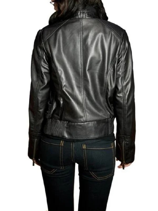 Women's Motorcylce Black Real Leather Jacket