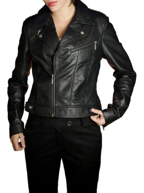 Women's Stylish Black Biker Leather Jacket