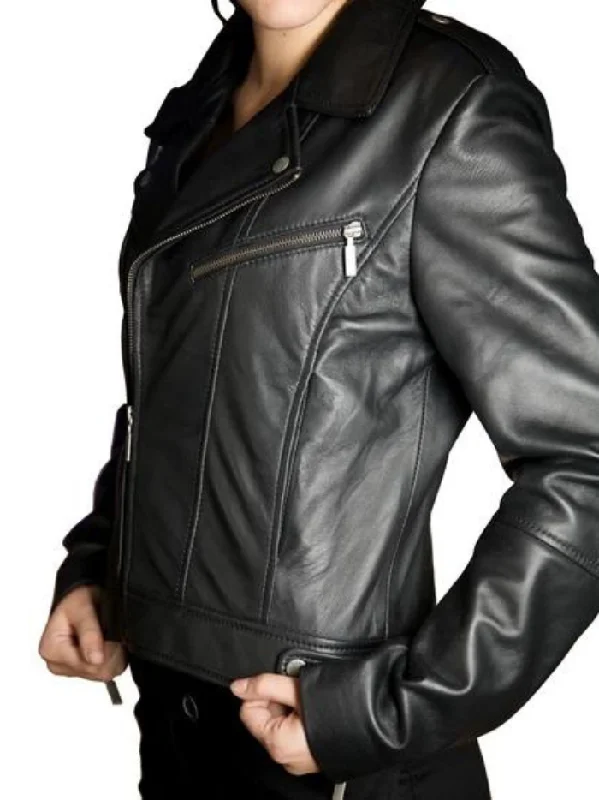 Women's Stylish Black Biker Leather Jacket