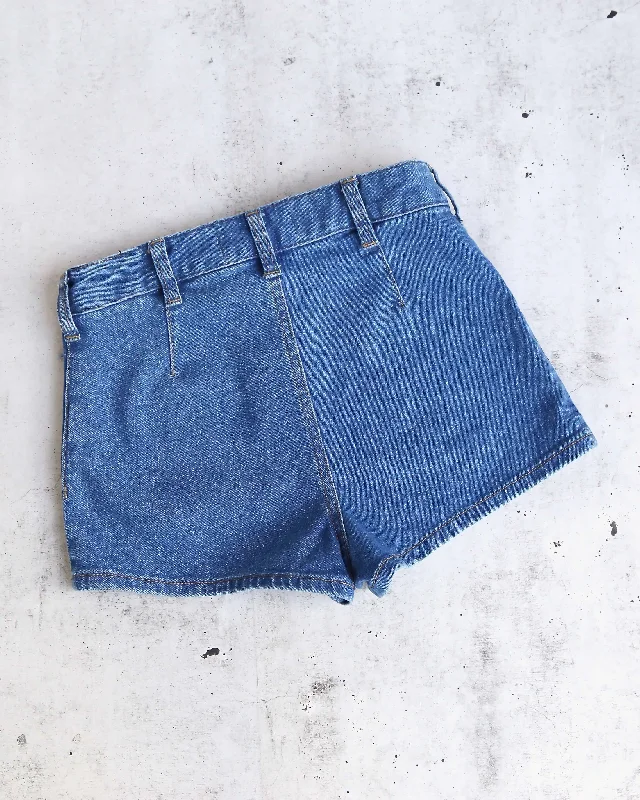 Free People Bridgette Denim Short Shorts in Pacific Indigo Blue