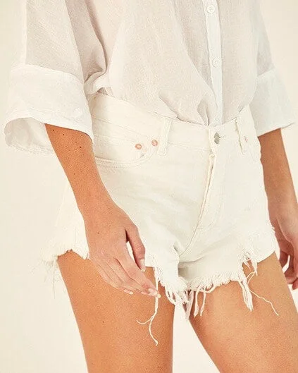 Free People - Loving Good Vibrations Cut Off Shorts in White