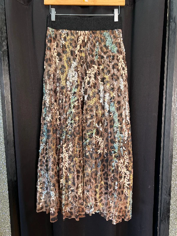 Leopard Print Sequin Net Skirt